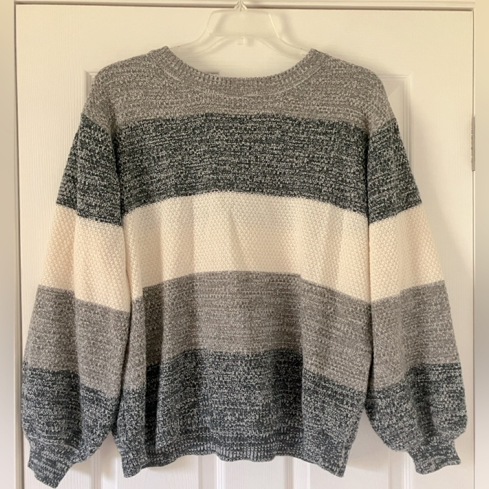 Striped Gray and Cream Sweater